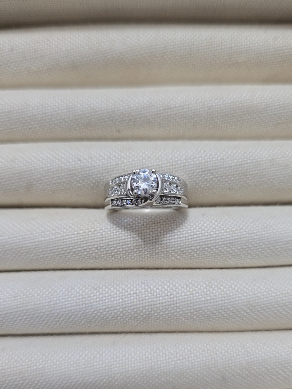 Silver White Cubic Zirconia Bridal Ring